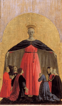 central panel of Piero della Francesco Arezzo Altarpiece - Mary as Mother Church